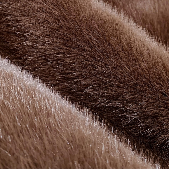 Women Faux Fur Coat, Mink Fur Integrated Short Stand Collar - Picture 5 of 13